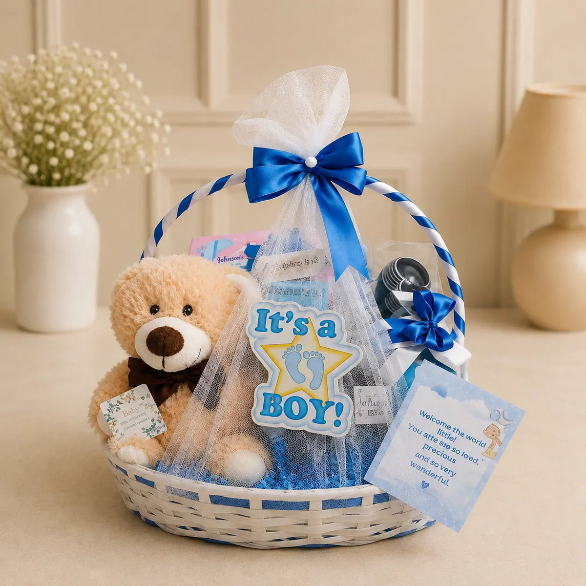Welcome Baby Boy Basket Pakistan | Newborn Gift Hamper — Gift Studio