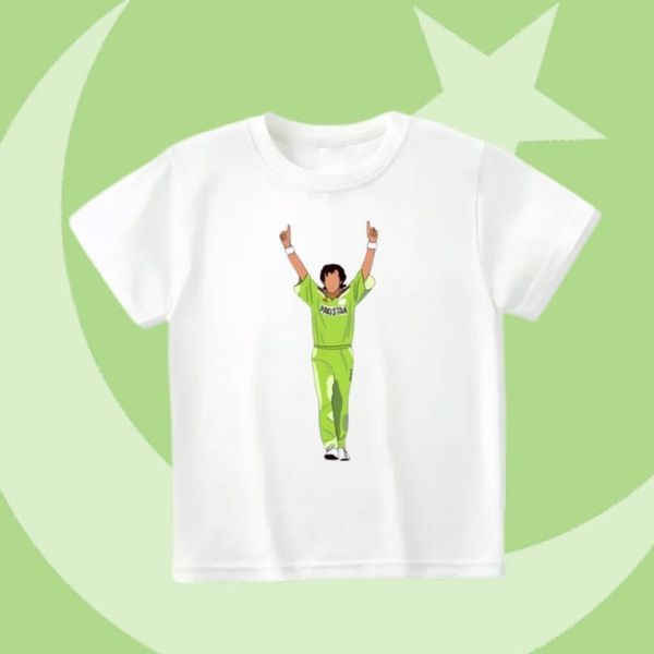  White kids t-shirt with Imran Khan design for 14 August Independence Day