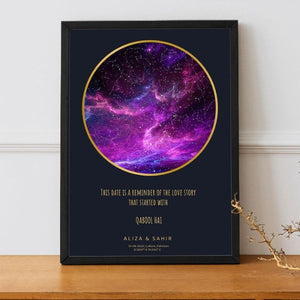 Lavender Star Map Poster with Custom Date and Names from Gift Studio