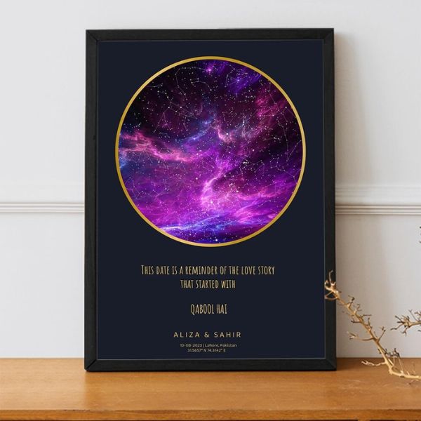 Lavender Star Map Poster with Custom Date and Names from Gift Studio