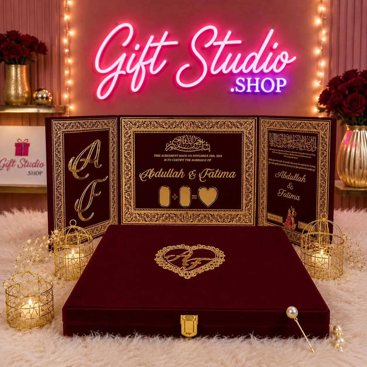 Luxury Nikkah Booklet Box Set Pakistan Premium Velvet Nikah Gift Set - Gift Studio Pakistan photo 1
