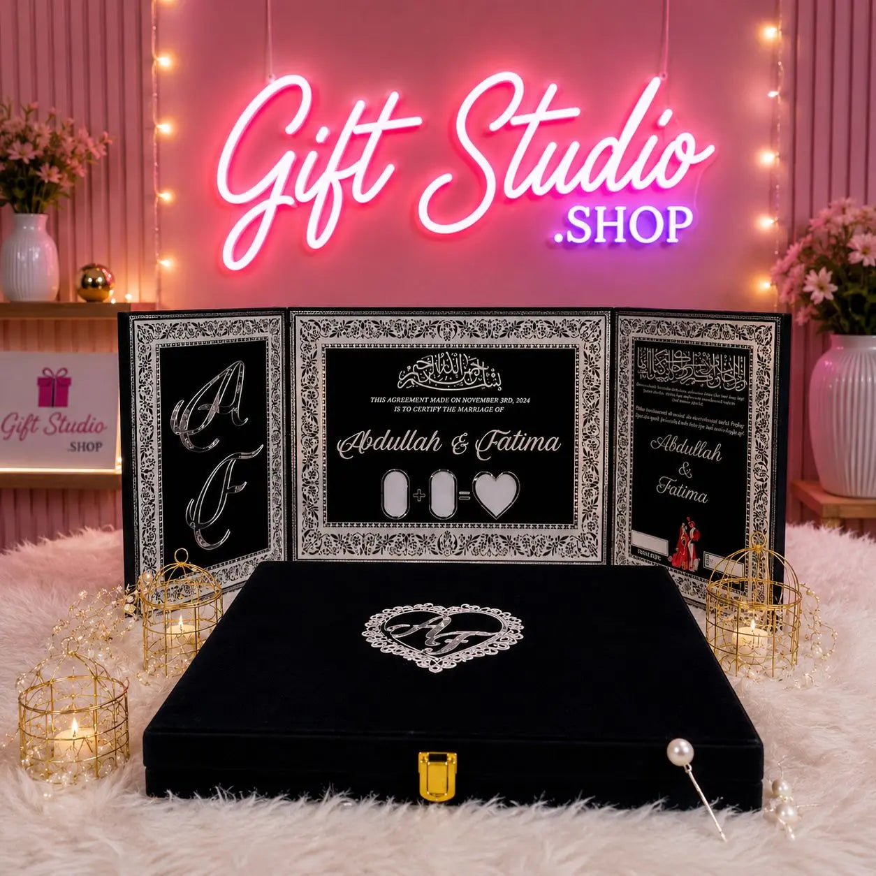 Luxury Nikkah Booklet Box Set Pakistan Premium Velvet Nikah Gift Set - Gift Studio Pakistan photo 2