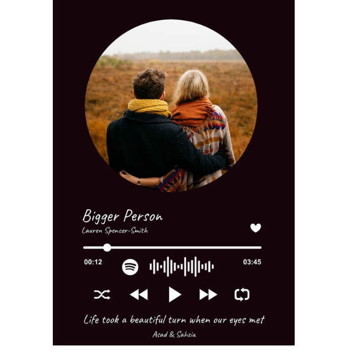 Customizable Lyrical Keepsake Frame - Personalized Song Dedication Gift