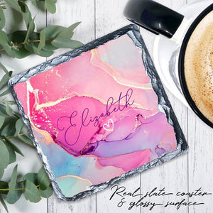 "Pink & Gold Marble Mug – Personalized Name Coffee Cup for Her" - My Store