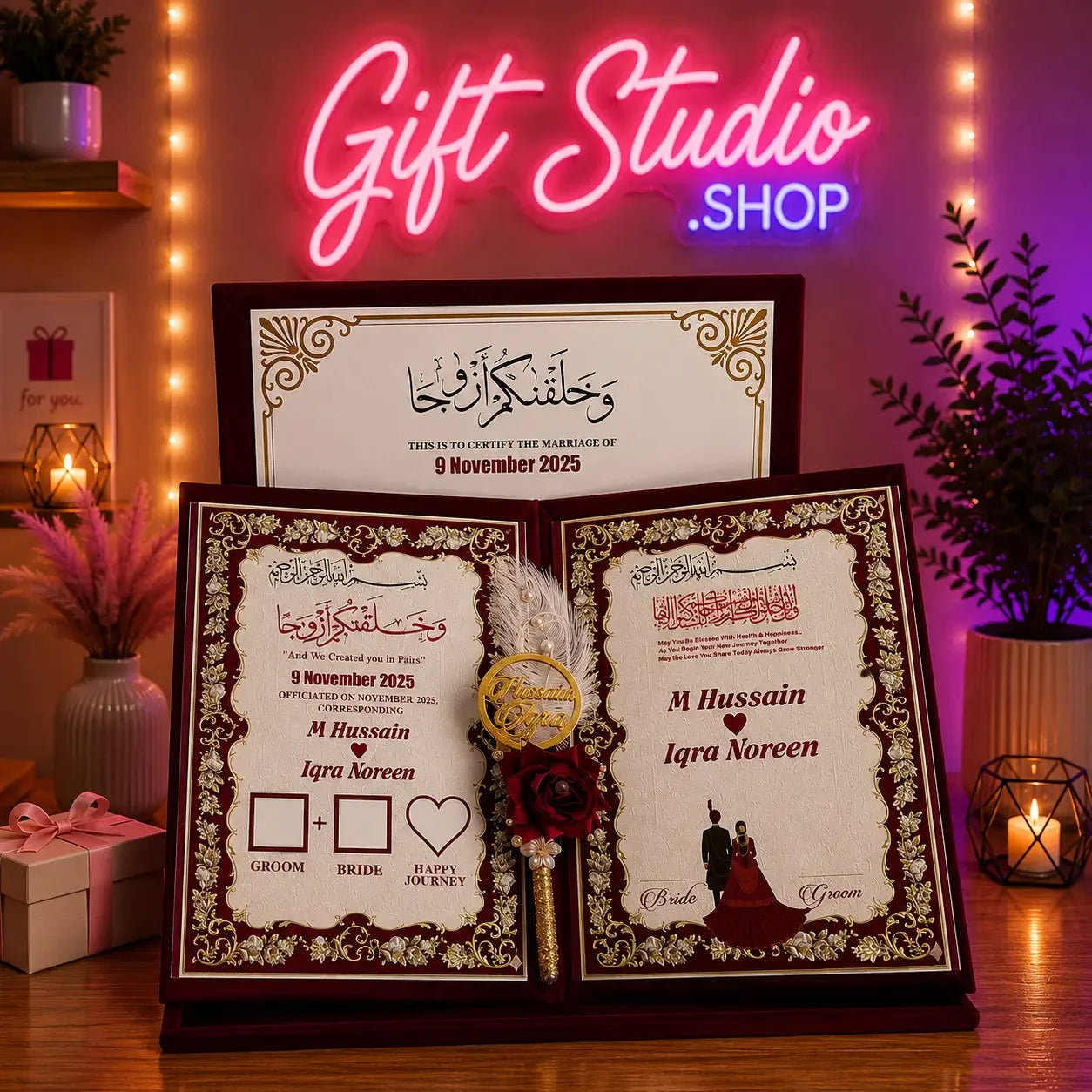 Nikah Booklet Frame Pakistan Nikkah Book with Frame and Box - Gift Studio Pakistan photo 2