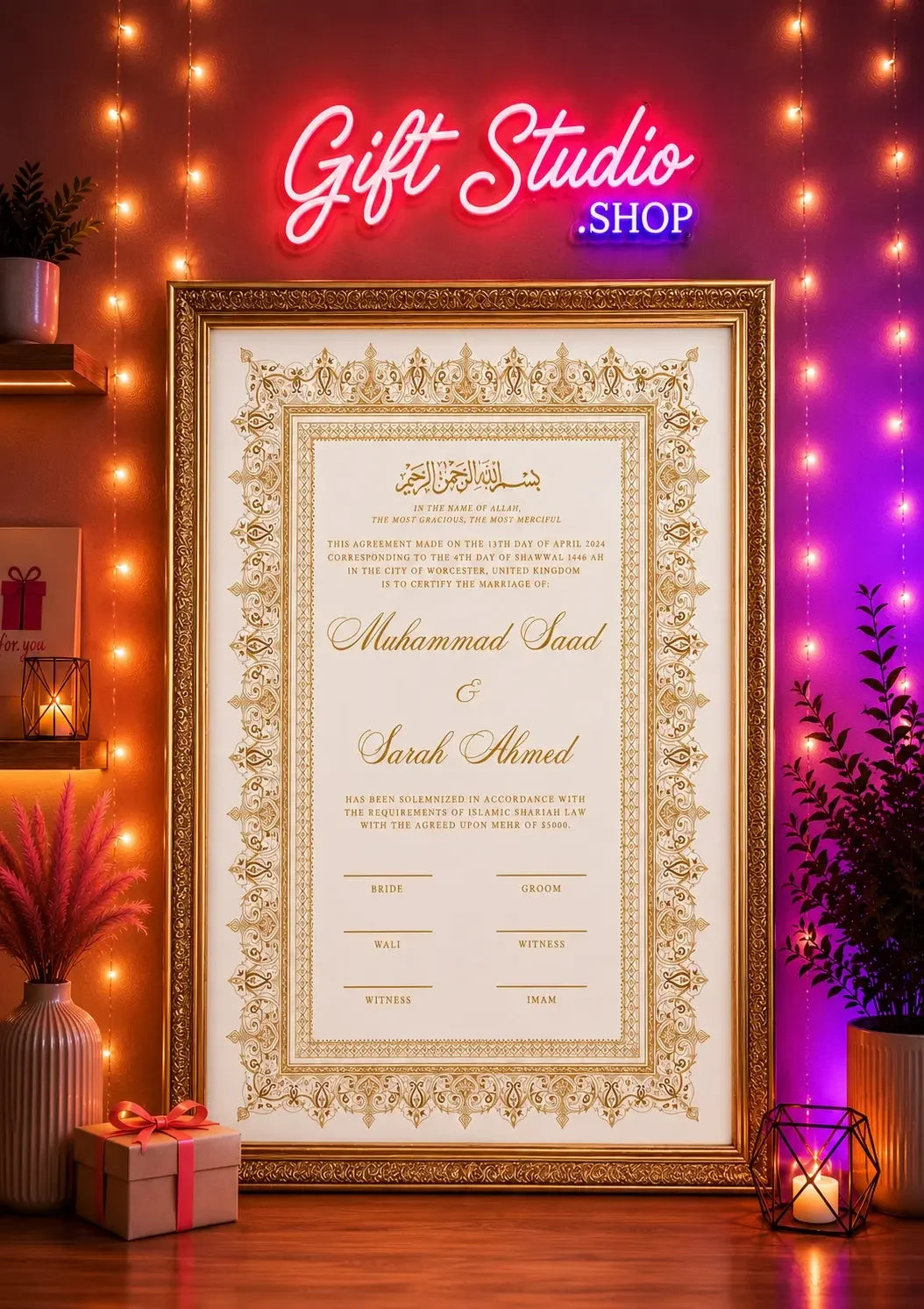 Nikkah Certificate Frame Gold Design Pakistan - Gift Studio Pakistan photo 1