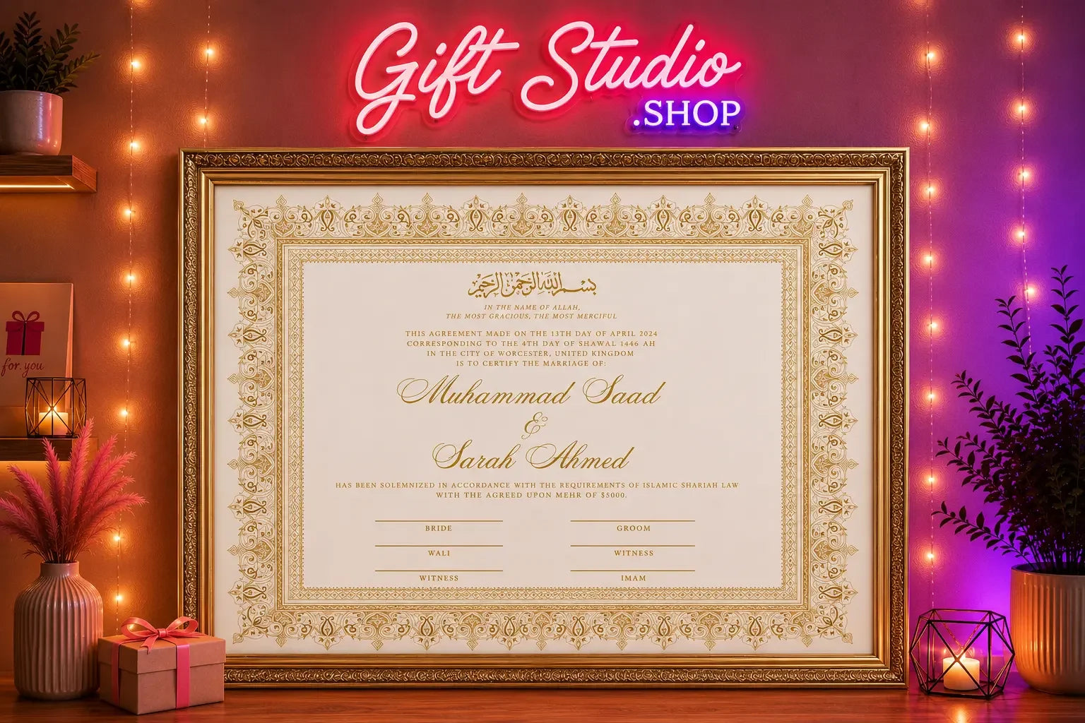 Nikkah Certificate Frame Gold Design Pakistan - Gift Studio Pakistan photo 2