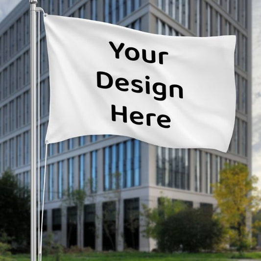  Outdoor Flags in Silk Fabric with "Your Design Here" placeholder, stylish outdoor display from Gift Studio Pakistan