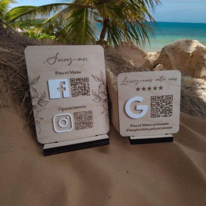 Custom Wooden Social Media QR Code Sign for Instagram and Facebook