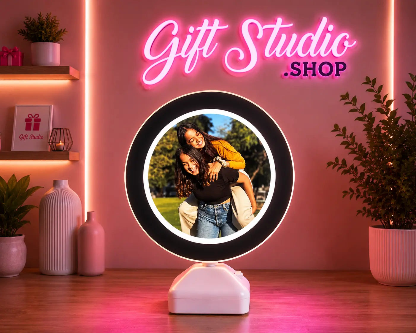 Round Magic Mirror LED Frame Pakistan Circle Photo Frame Gift - Gift Studio Pakistan photo 2