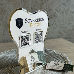 Sovereign Dental Office QR Code Stand with Business Card Holder