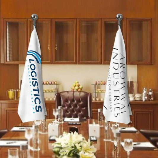  Two Indoor Executive Conference Flags with Pole / Stand, featuring Pakistan flag and Volleyball Federation logo, office decor from Gift Studio Pakistan