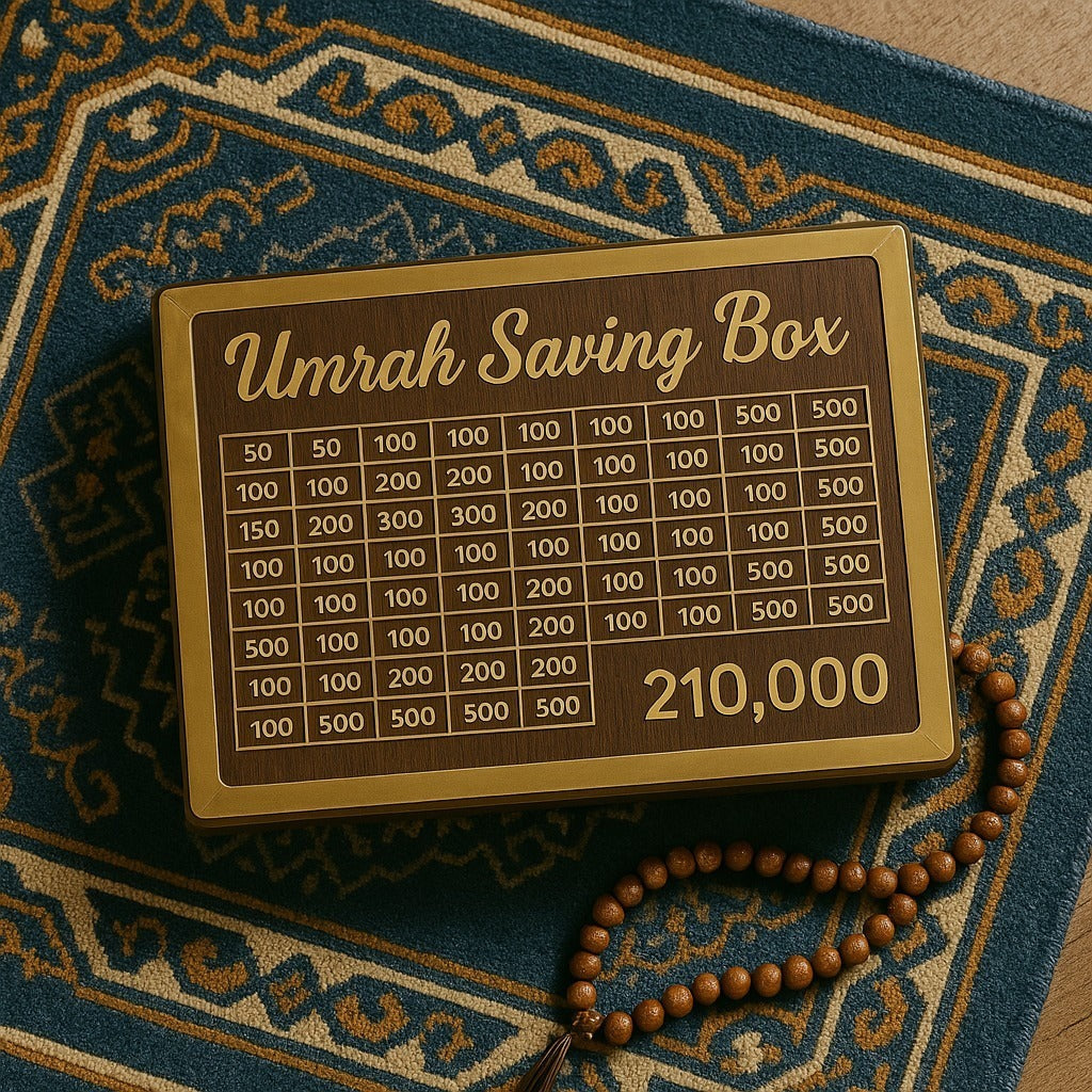 Umrah Box Pakistan – Wooden Umrah Saving & Money Box by Giftstudio