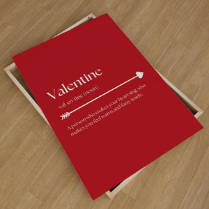 Unboxed Valentine Definition love quote poster, designed as a thoughtful and stylish romantic gift.