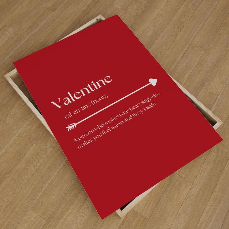 Unboxed Valentine Definition love quote poster, designed as a thoughtful and stylish romantic gift.