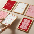 Romantic wooden-framed love prints, perfect for Valentine's Day decor, anniversaries, and modern home styling.