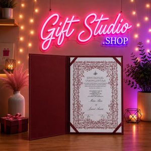Velvet Nikkah Nama Certificate with Box Pakistan Nikah Booklet - Gift Studio Pakistan photo 5