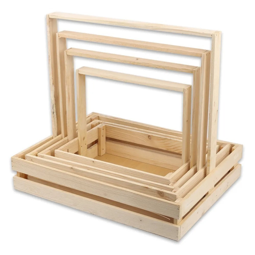 Wooden Baskets Set of 5 stacked for rustic wedding or event decor